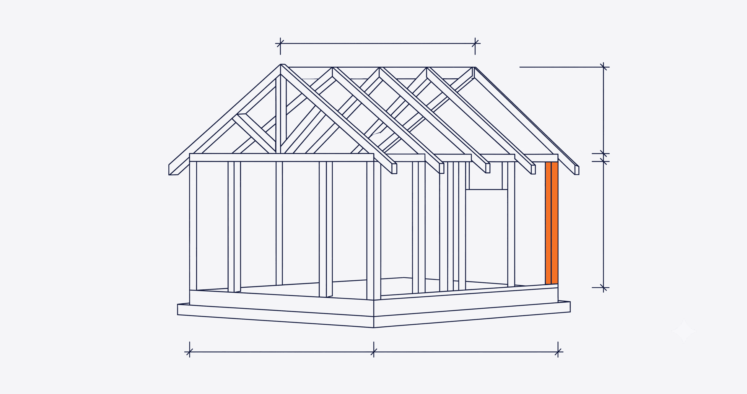 Architectural blueprint of a house frame with one support beam highlighted in orange, symbolizing the biblical blueprint for raising boys